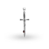 AP-9017-GA Sterling Silver Beautiful Sword Shape Pendant With Garnet Jewelry Bali Designs Inc